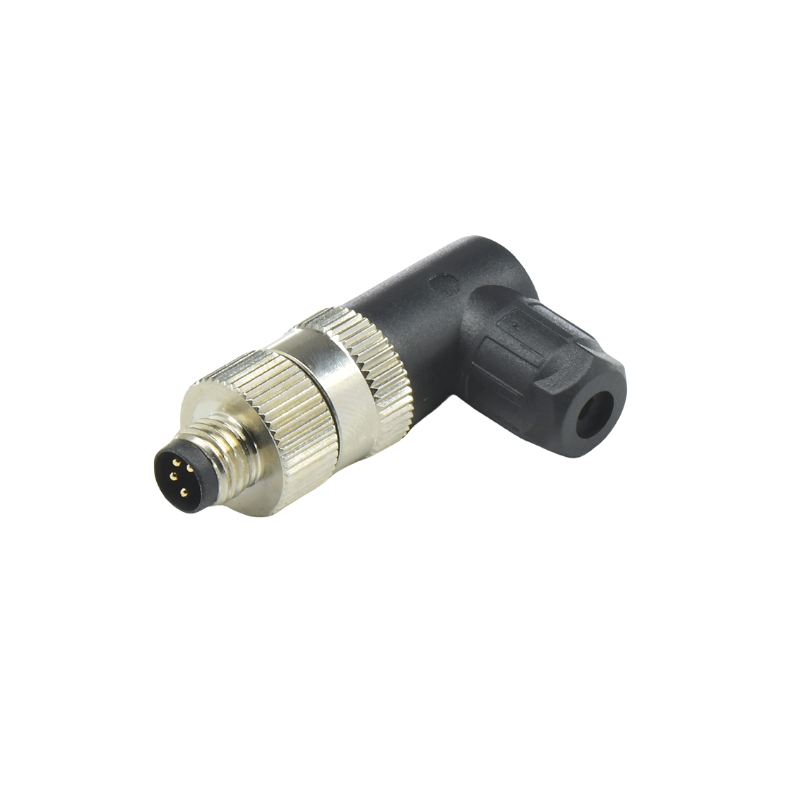 M8防水连接器 A编码 4芯 公头 组装式 弯头螺钉压接