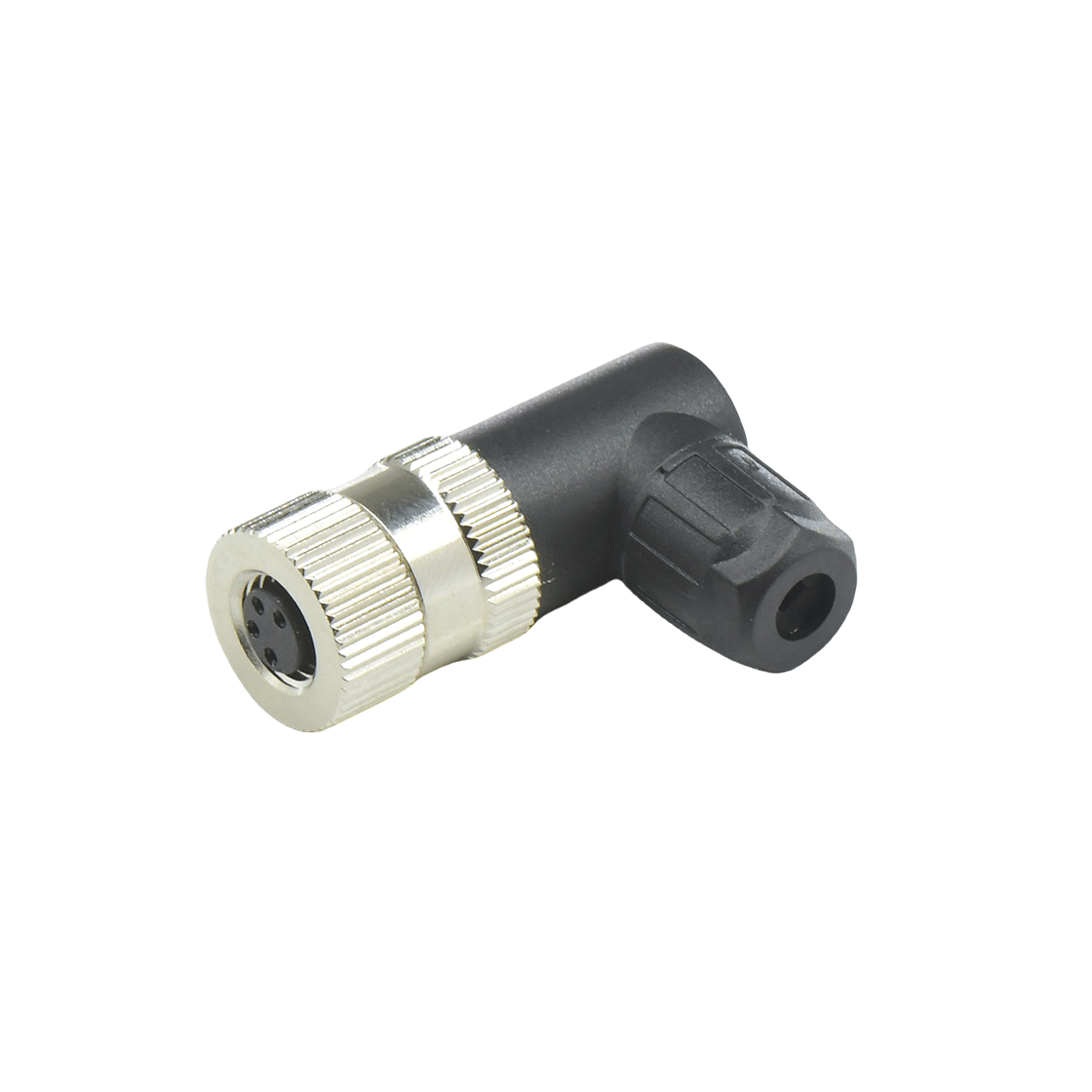 M8防水连接器 A编码 4芯 母头 组装式 弯头螺钉压接