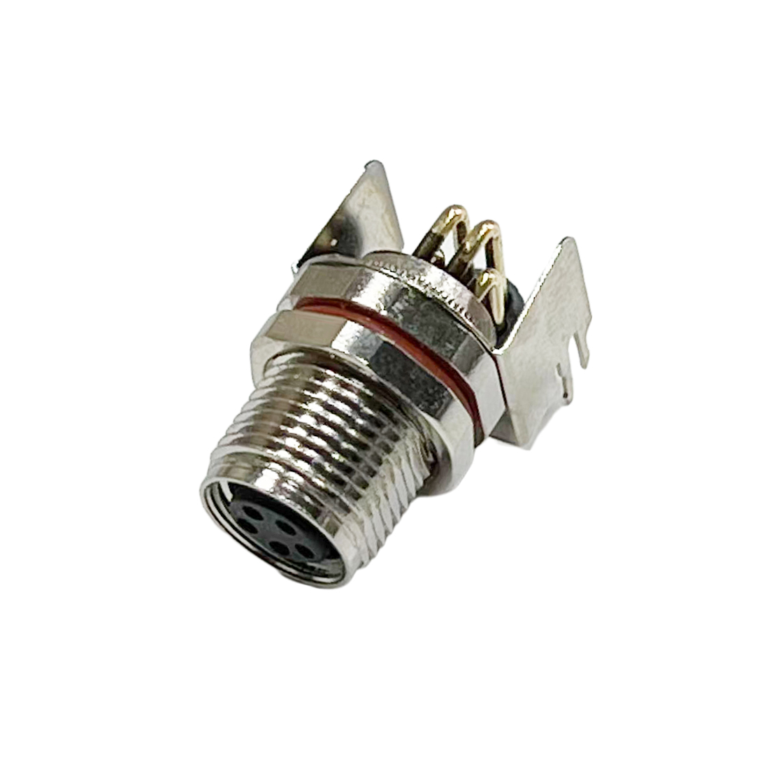 M8防水连接器A编码 6PIN 母座 板端弯头