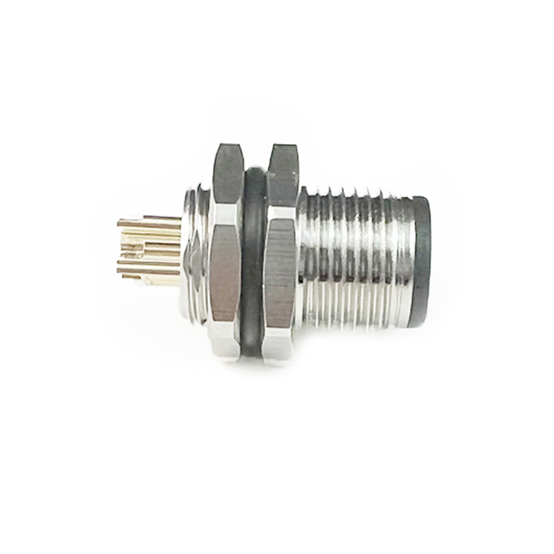 M12防水连接器A编码 12PIN 线端公头 后锁面板式M12 SW15T