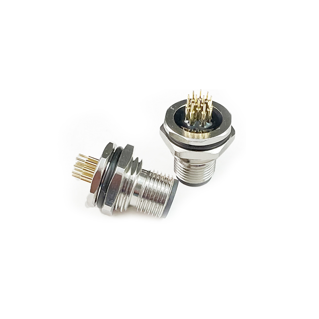 M12防水连接器A编码 6PIN 板端公头 前锁面板式M16.PG9 SW17T-26.1L