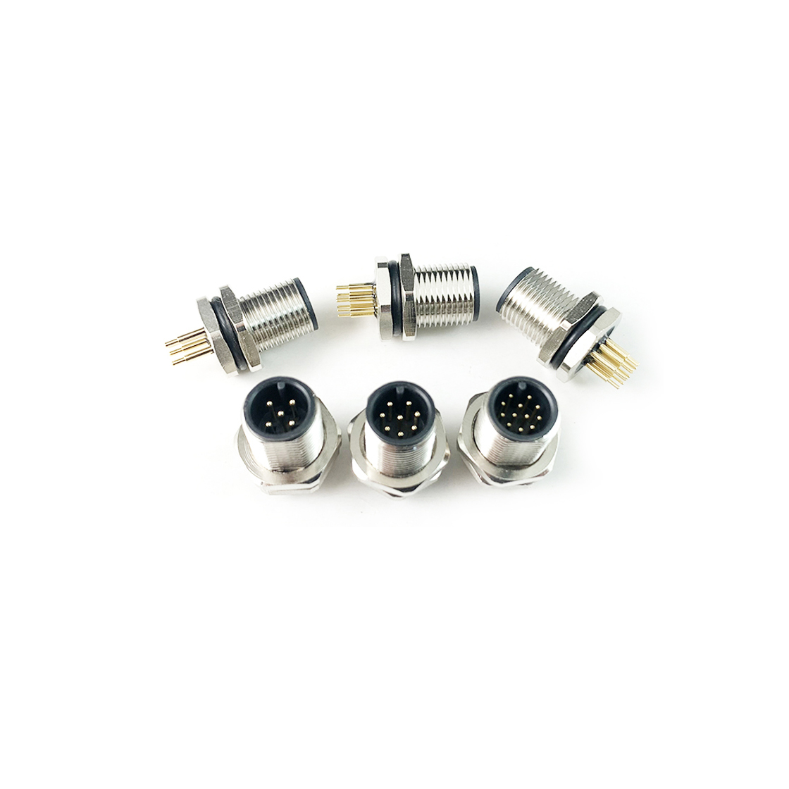 M12防水连接器 A编码 8芯 PCB式公头 前锁面板式M12 SW15T-22.1L