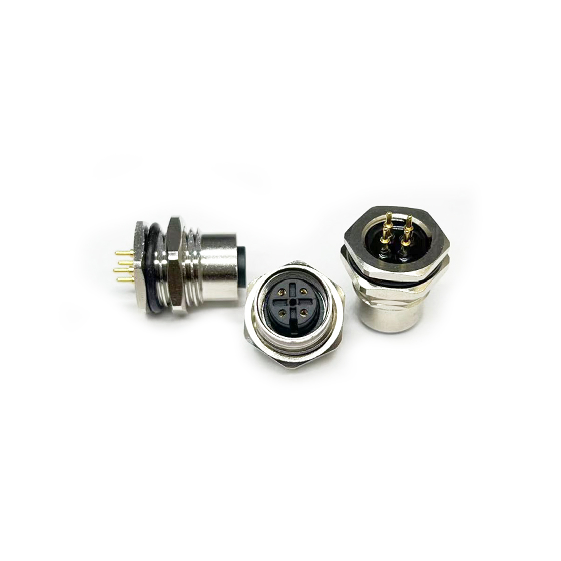 M12防水连接器B编码 2PIN 板端母头 前锁面板式M16.PG9 SW17T-24.7L+地