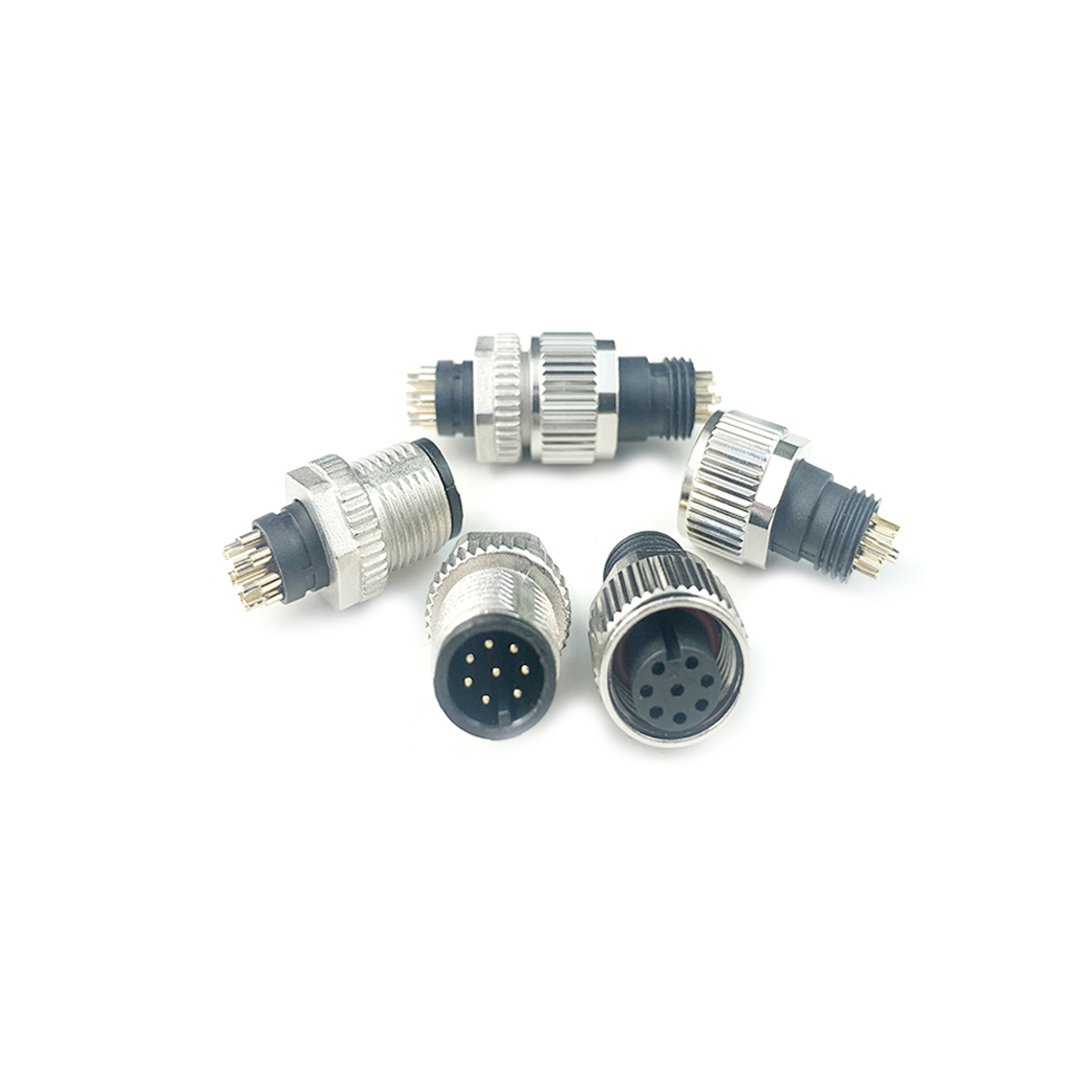M12防水连接器A编码 6PIN 线端公头 屏蔽款+10.8L直纹螺丝