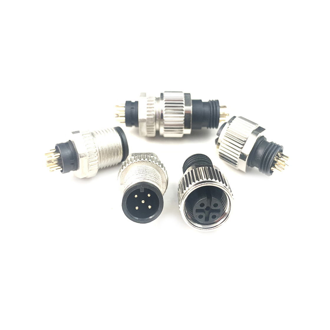 M12防水连接器A编码 6PIN 线端公头 G款+13.3L防振动六角螺丝