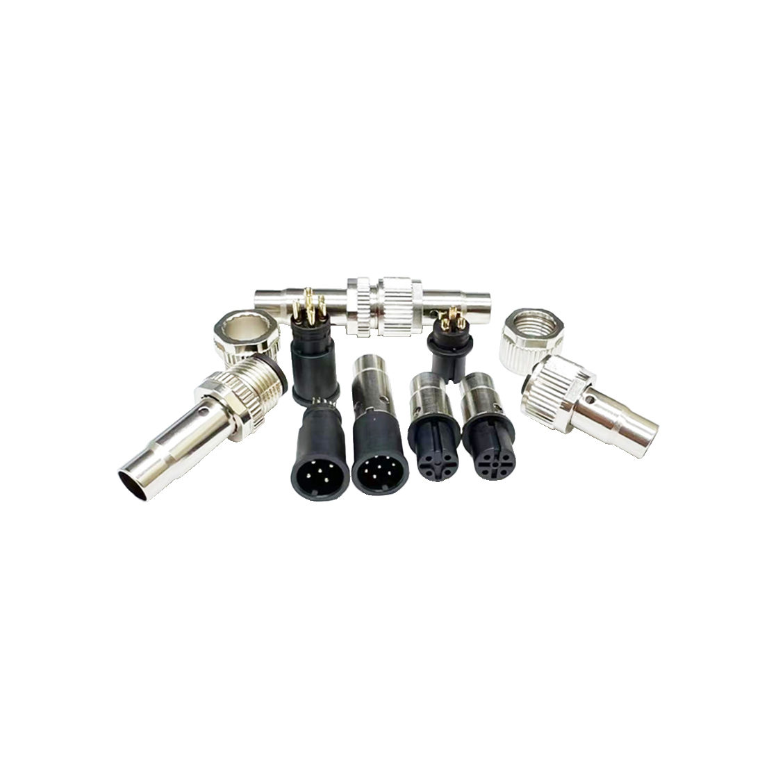 M12防水连接器A编码 7PIN 线端母头 D款+18L屏蔽管+防振动螺母