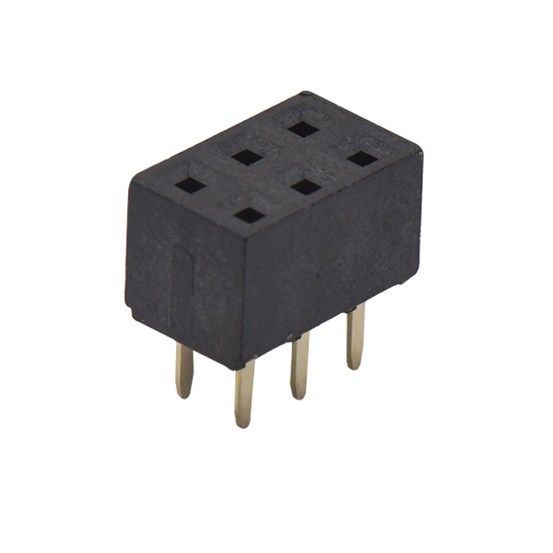 FH2541 排母连接器 Pitch 2.54mm 180° 双排 DIP U型排母 塑高5.0 W5.0 PC:3.0 2X03Pin 黑色 PA6T，94V-0 镀全金G/F
