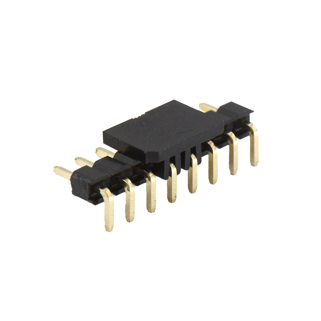 PH2005 排针连接器 Pitch 2.00mm 90° 单排 DIP+CAP 单塑排针弯凹槽 PC1.8 08Pin 黑色 镀全金G/F