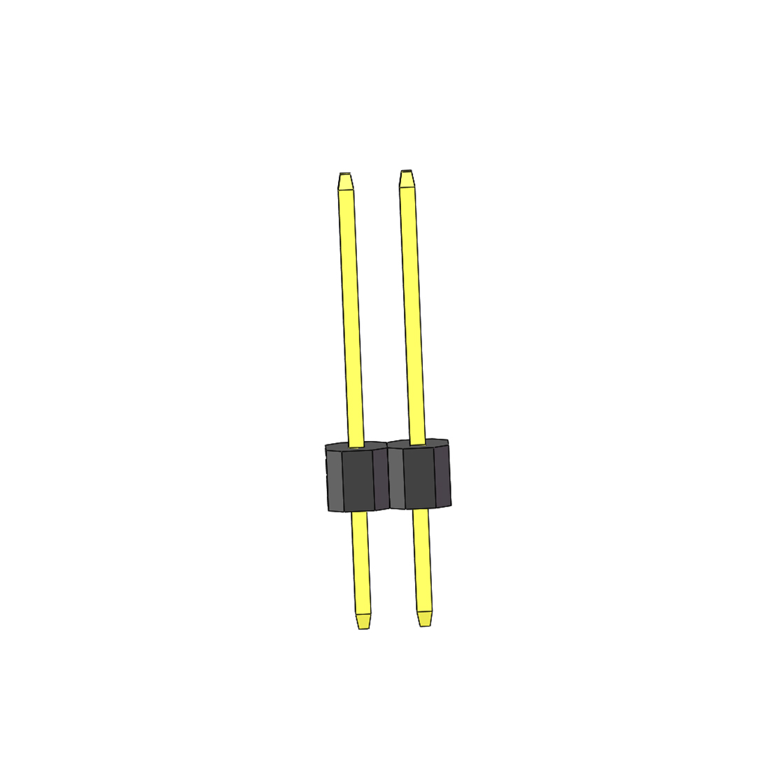 PH2541 排针连接器 Pitch 2.54mm 180° 单排 DIP 单塑排针 PA:9.0 PC:3.0 L=14.5 1X02Pin 黑色 PA9T，94V-0 镀全金G/F