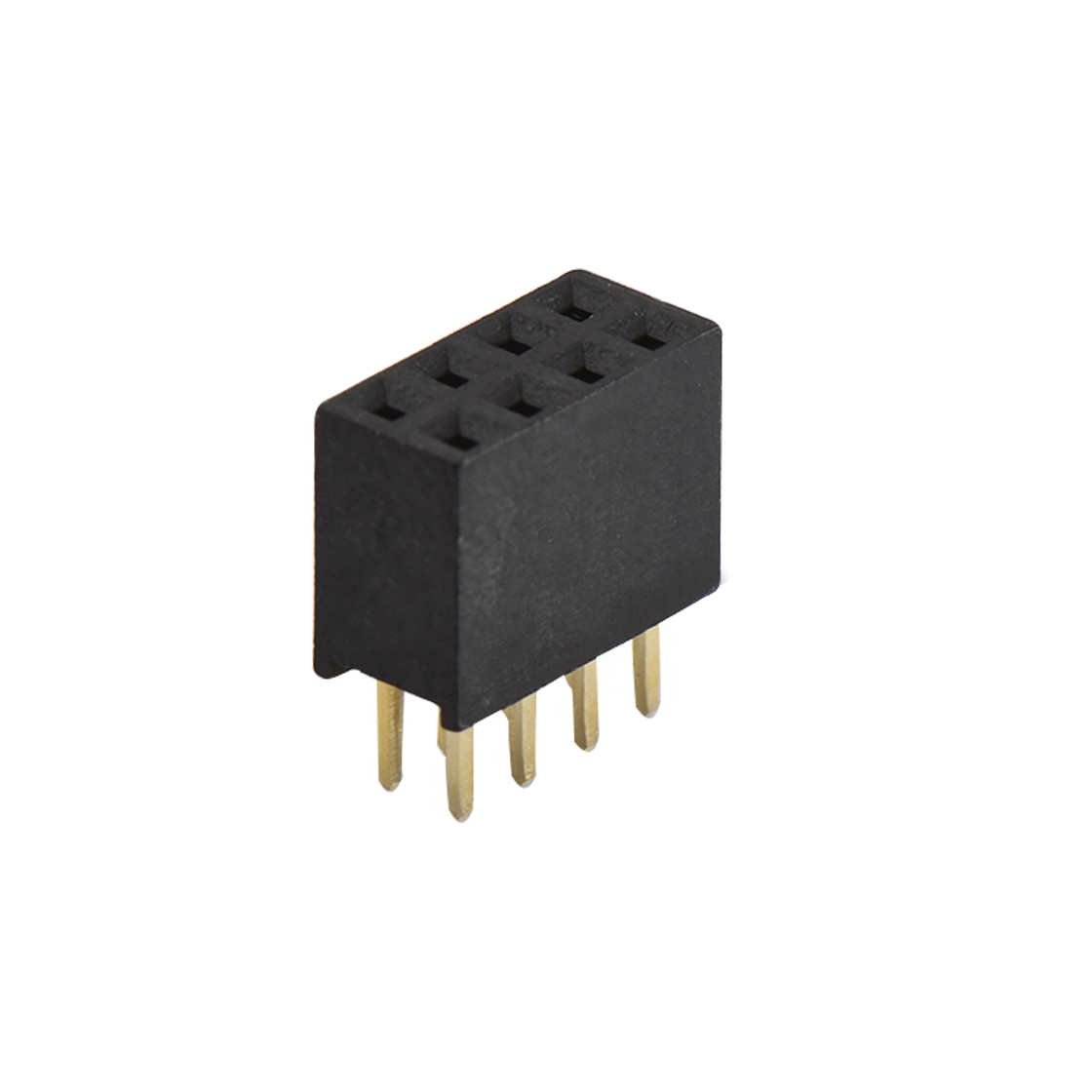 FH2005 排母连接器 Pitch 2.00mm 180° 双排 DIP 型排母H6.35 W4.0 PC 2.8 2X04Pin 黑色 镀全金G/F