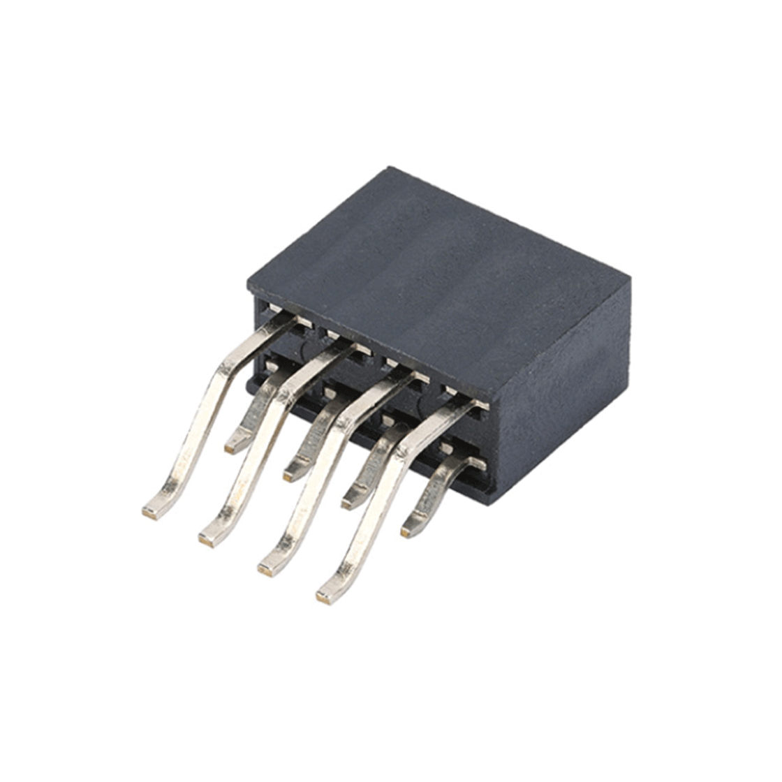 Pitch 2.0mm 90° 2.0双排 Y型母 H6.35W4.0 卧贴 2X04Pin 黑色 PA6T，94V-0