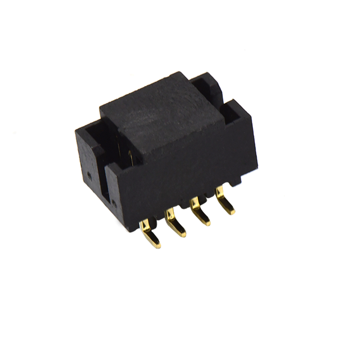 BH2074 简牛连接器 Pitch 2.00mm 简牛 塑高6.4 SMT+CAP 带柱带窗口 2X4P 黑色 PA9T，94V-0 镀全金G/F