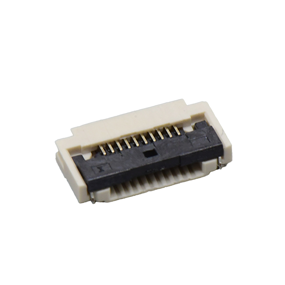 F0507 FPC FFC连接器Pitch 0.50mm 90°H2.00mm 前掀盖下接触带蝴蝶扣卧贴 FPC 10Pin本色 镀半金1U",镍