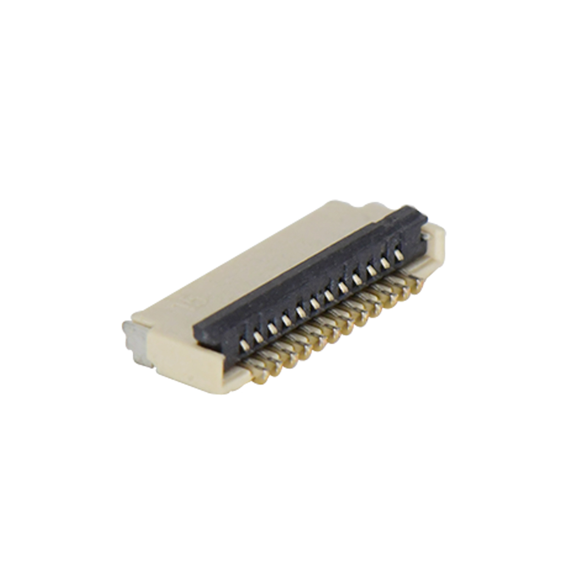 F0501 FPC FFC连接器Pitch 0.50mm 90°H1.00mm 卧贴双面接后掀盖 SMT型FPC 12Pin本色 镀半金接触点及焊接脚点1u，镍底35-60u.
