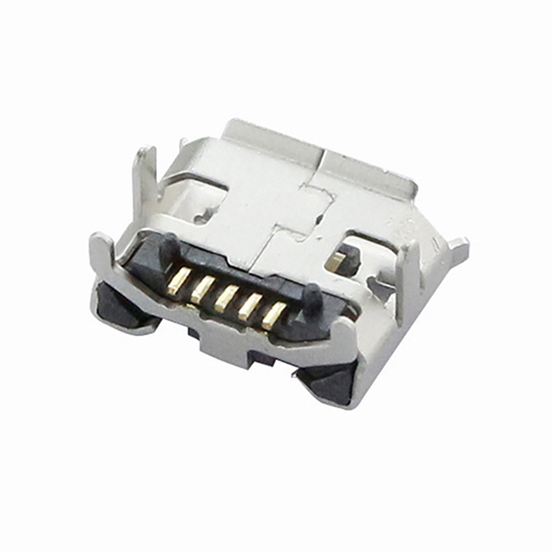 USB连接器Micro USB B TYPE 5P母座牛角外1.0(7.15×6.6)有边有柱