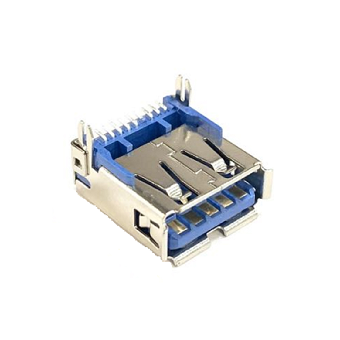 USB连接器USB3.0 AF 单层 SMT贴板式 两脚插板 鱼叉脚 脚高2.7mm 有边