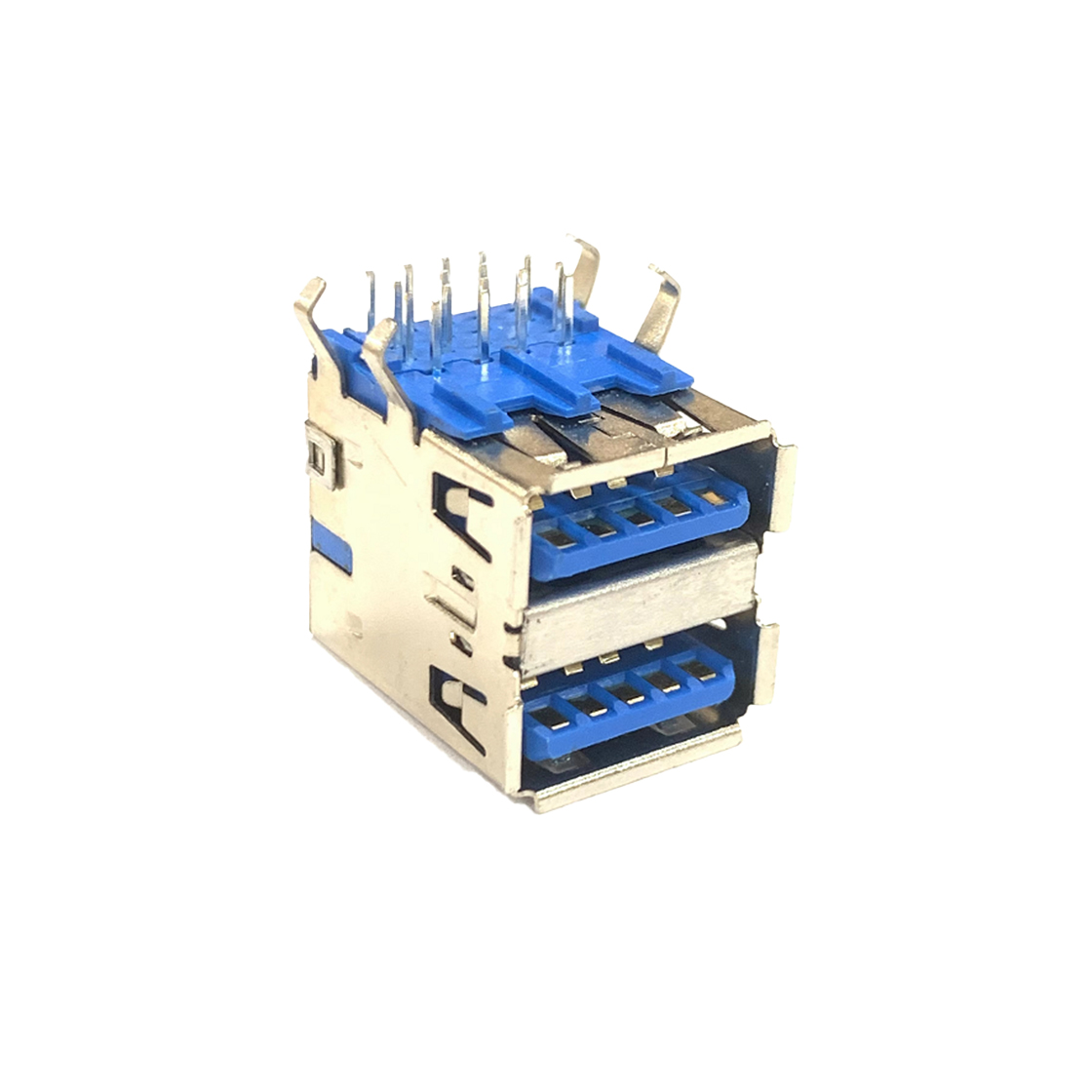 USB连接器USB3.0 AF双层 DIP 弯脚插板 有边