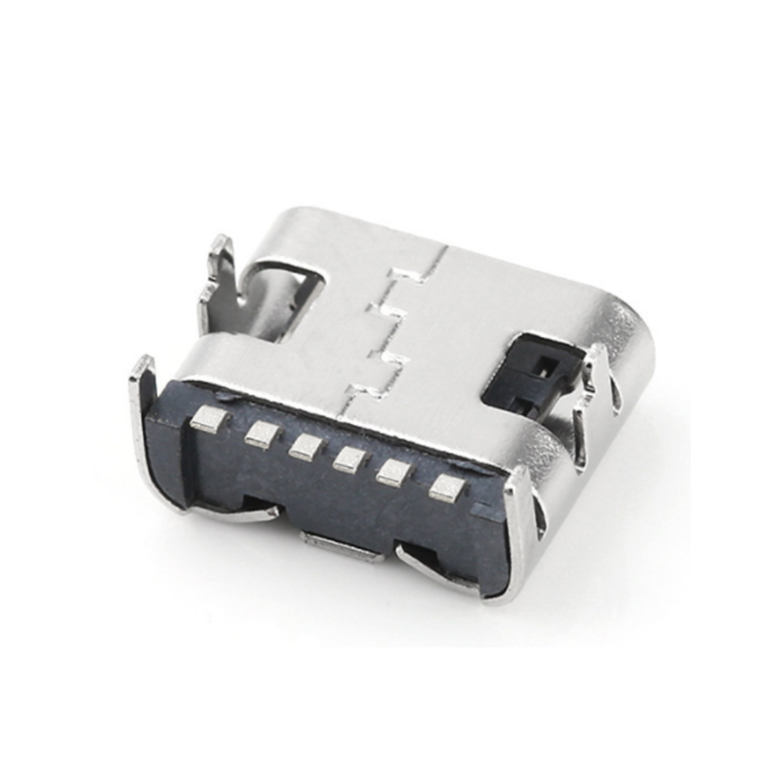 USB连接器TYPE C 6P/F SMT贴板式 四脚插板 脚高1.0mm L=6.50mm