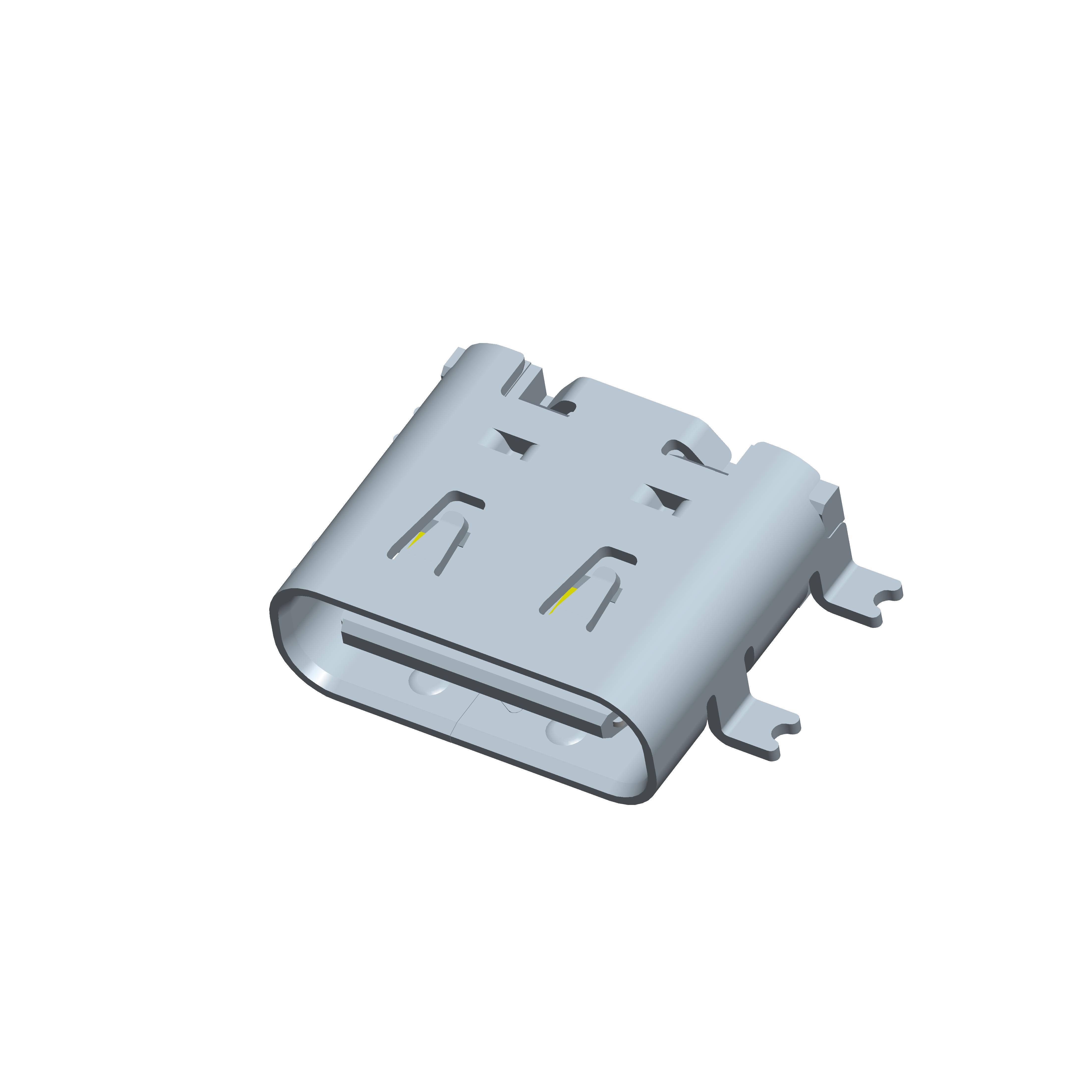 USB连接器Type-C 16P/F SMT 贴板式 外壳四脚贴板 带弹 L=7.35mm