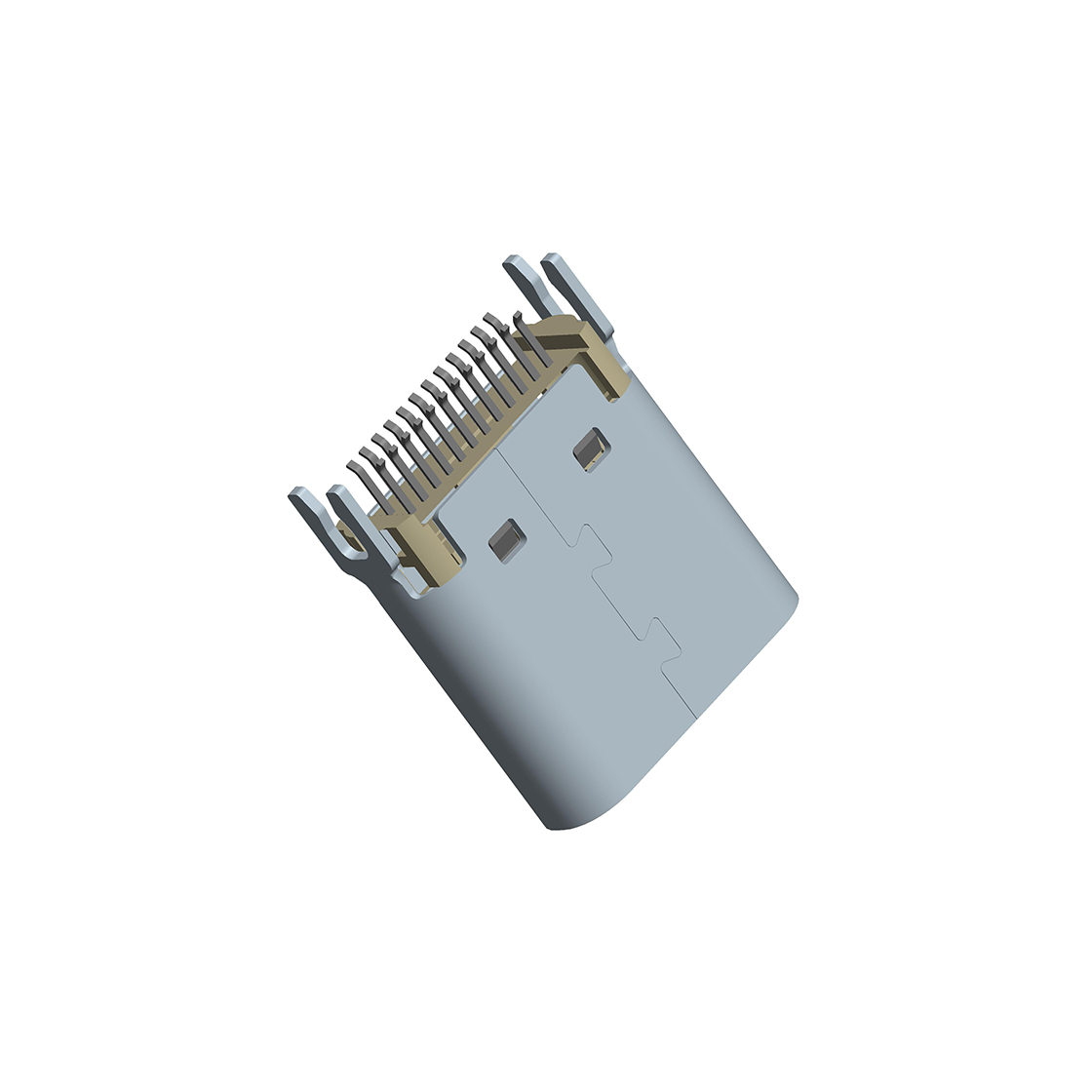 USB连接器TYPE C 24P/F PCB=1.0 (L=9.25)不锈钢 G/F PA9T黑色5A