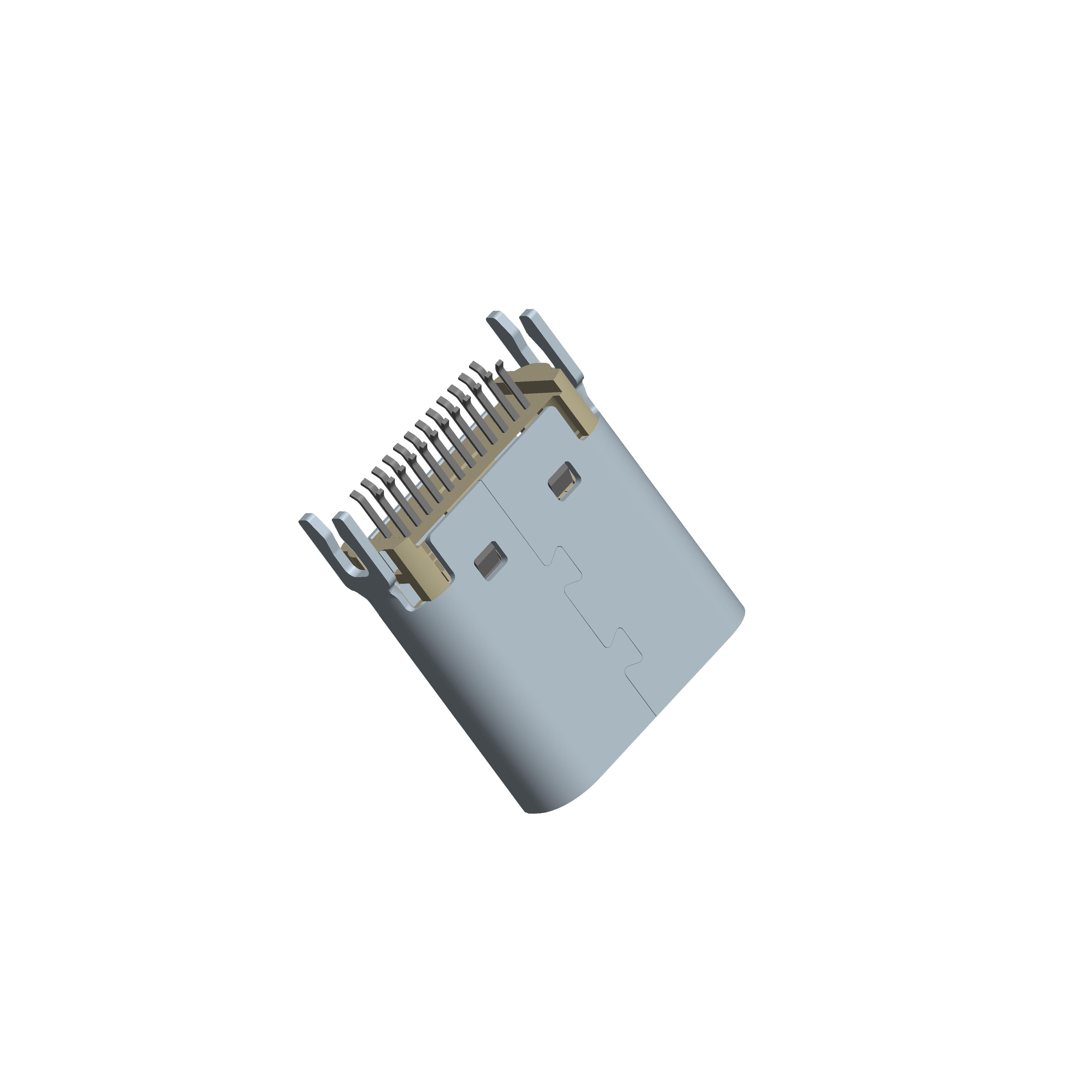 USB连接器Type C 24P/F 夹板式1.0mm L=9.30mm黑色5A