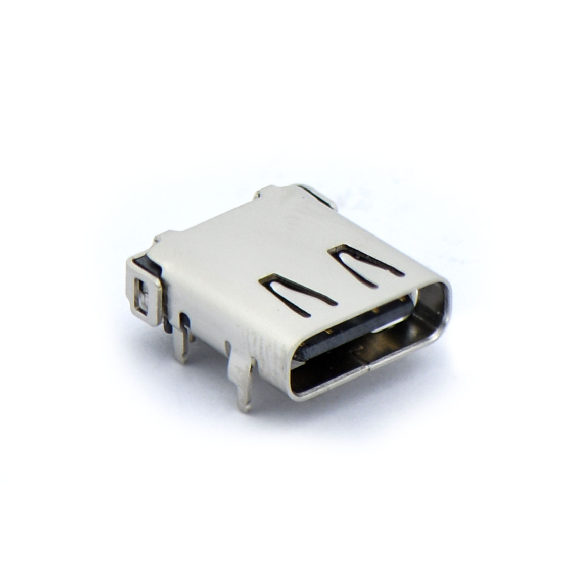USB连接器Type-C 24P/F 前插后贴 外壳四脚插板 脚高1.2mm 有柱 带弹