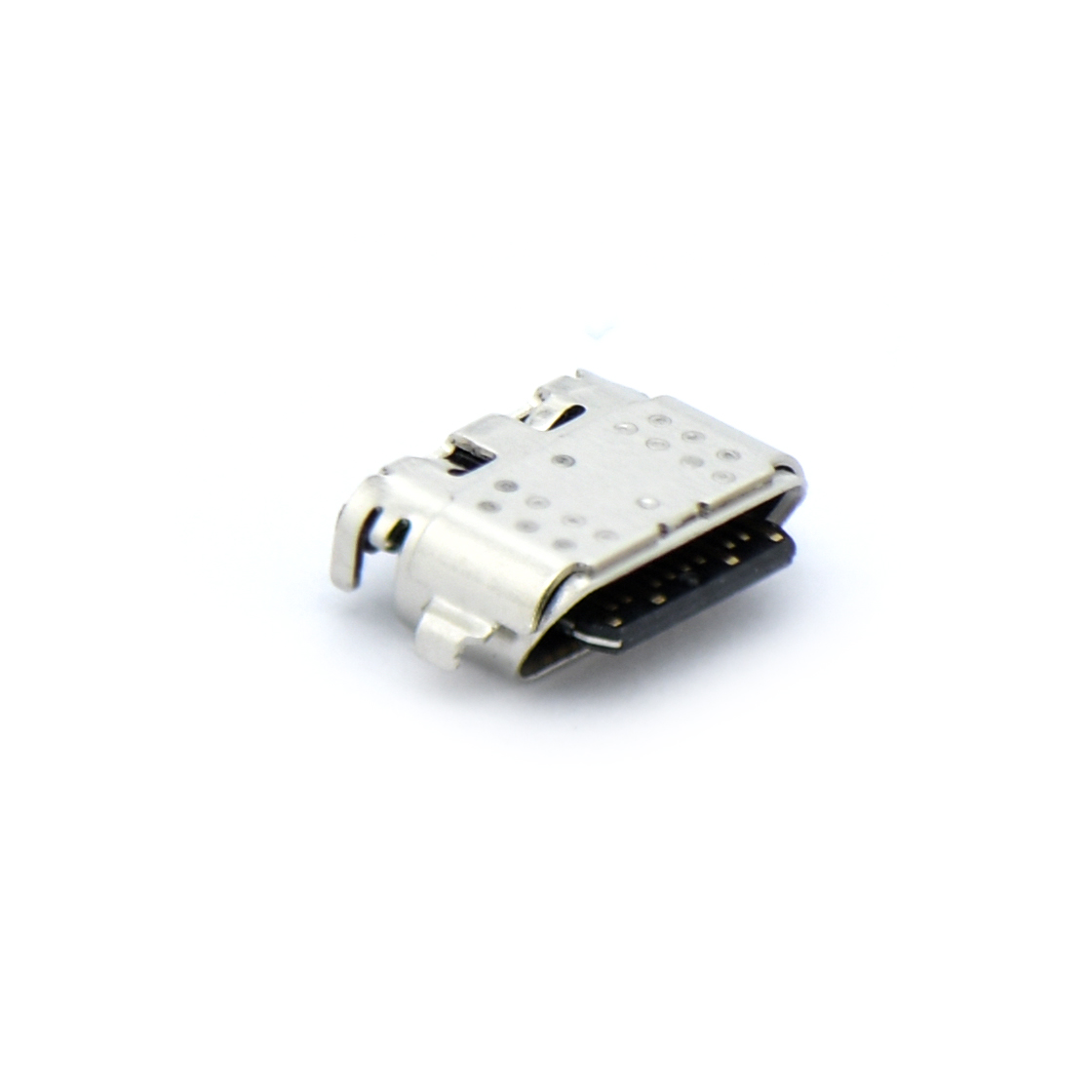 USB连接器Type-C 24P/F SMT 沉板式1.6mm 四脚插板 加外壳点焊 接口切斜口