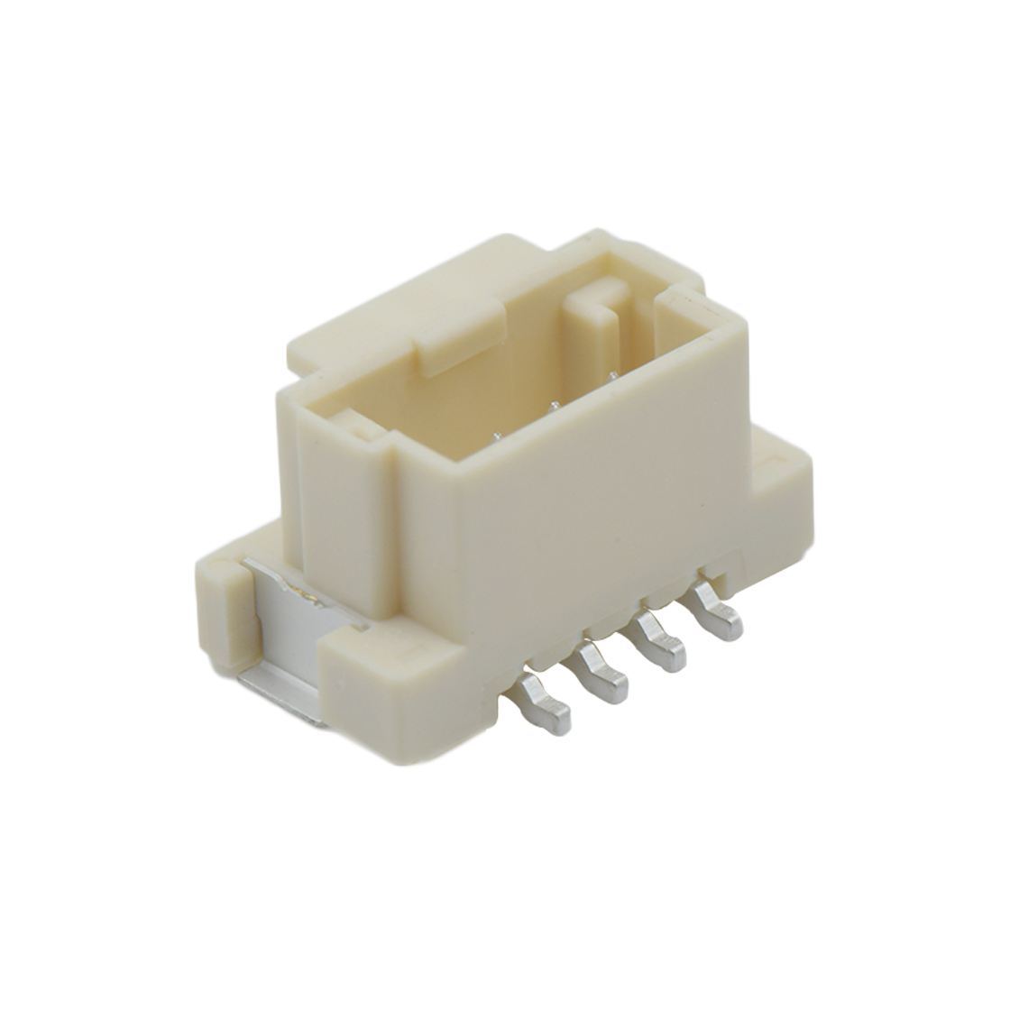 A2023线对板连接器Pitch 2.00mm 180°单排带扣立贴Wafer PA9T有卤 4Pin本色 镀雾锡