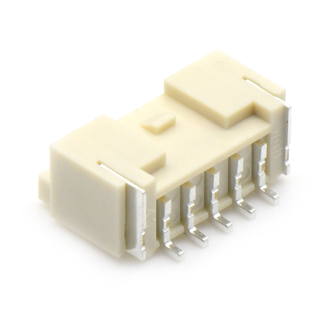 A2002线对板连接器Pitch 2.0mm 90°PA单排卧贴 Wafer 5pin 米黄色 PA10T,UL94V-0 镀亮锡