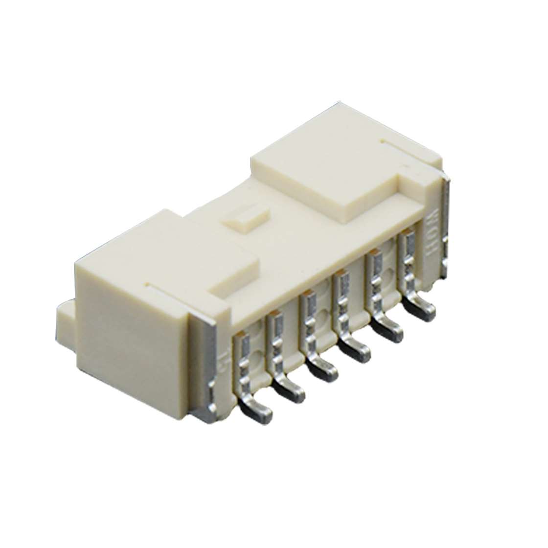 A2002线对板连接器Pitch 2.0mm 90°PA单排卧贴 Wafer 6pin 米黄色 PA10T,UL94V-0 镀亮锡