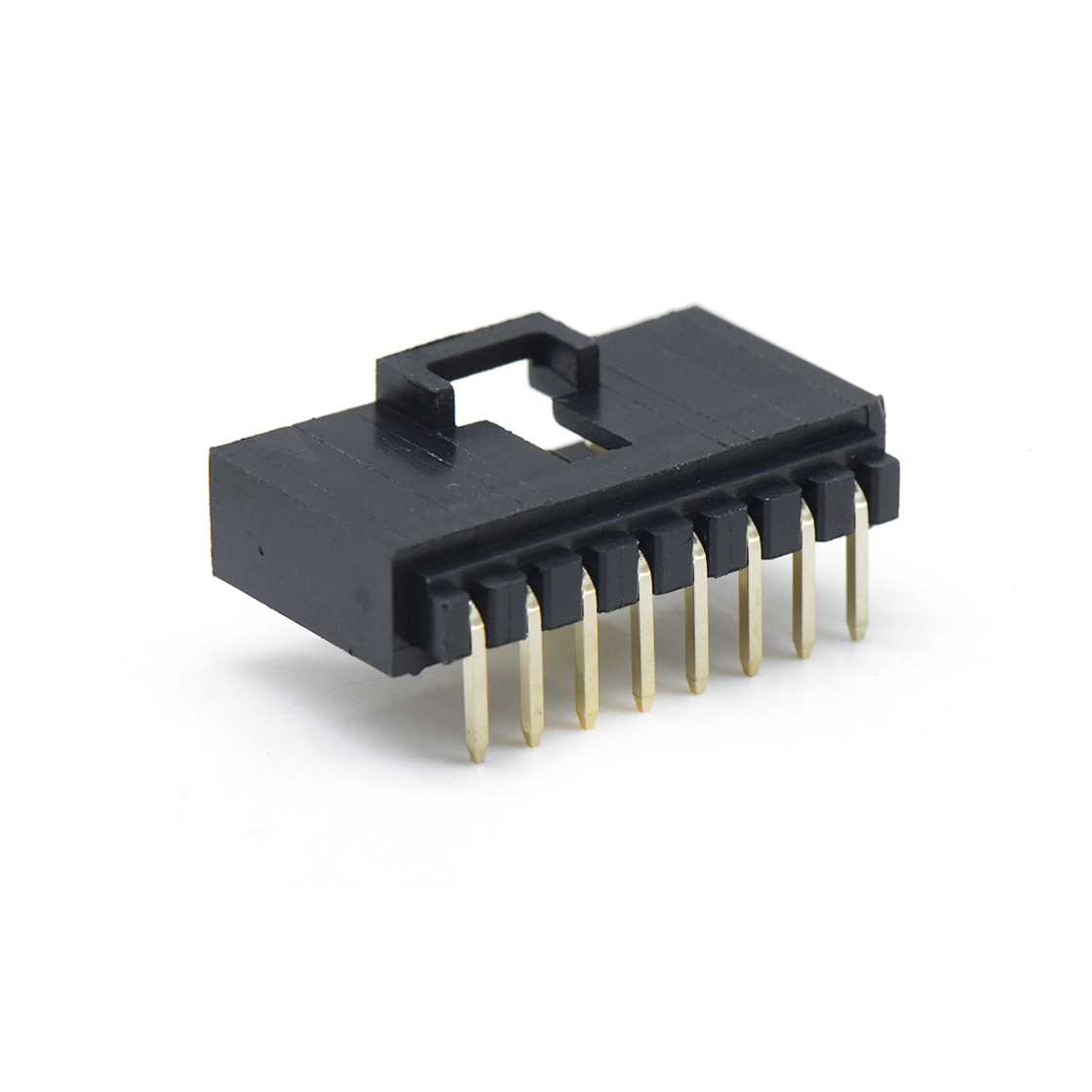 A2547线对板连接器Pitch 2.54mm 90°DIP 卧插带扣 Wafer LCP 8Pin黑色 镀全金15u"