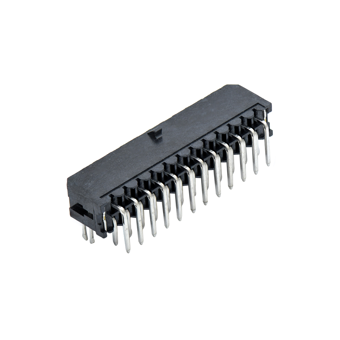 C3030线对线连接器Pitch 3.00mm 90°双排带鱼叉脚 DIP型 Wafer 2X12Pin黑色 镀亮锡