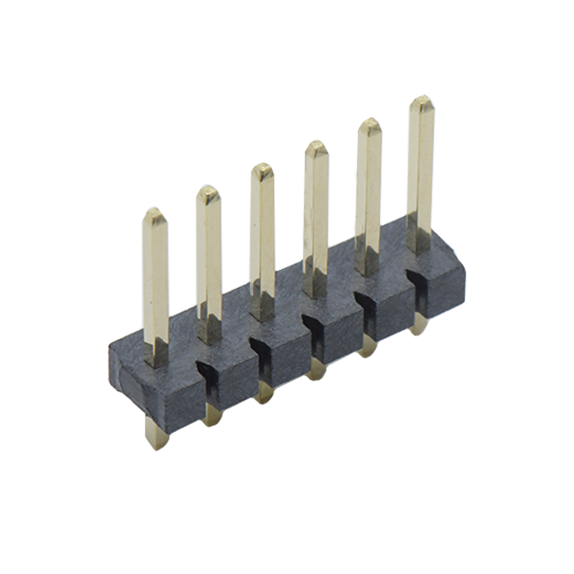 PH3961 排针连接器 Pitch 3.96mm 180° 单排 DIP 排针 6Pin 黑色 LCP 镀雾锡
