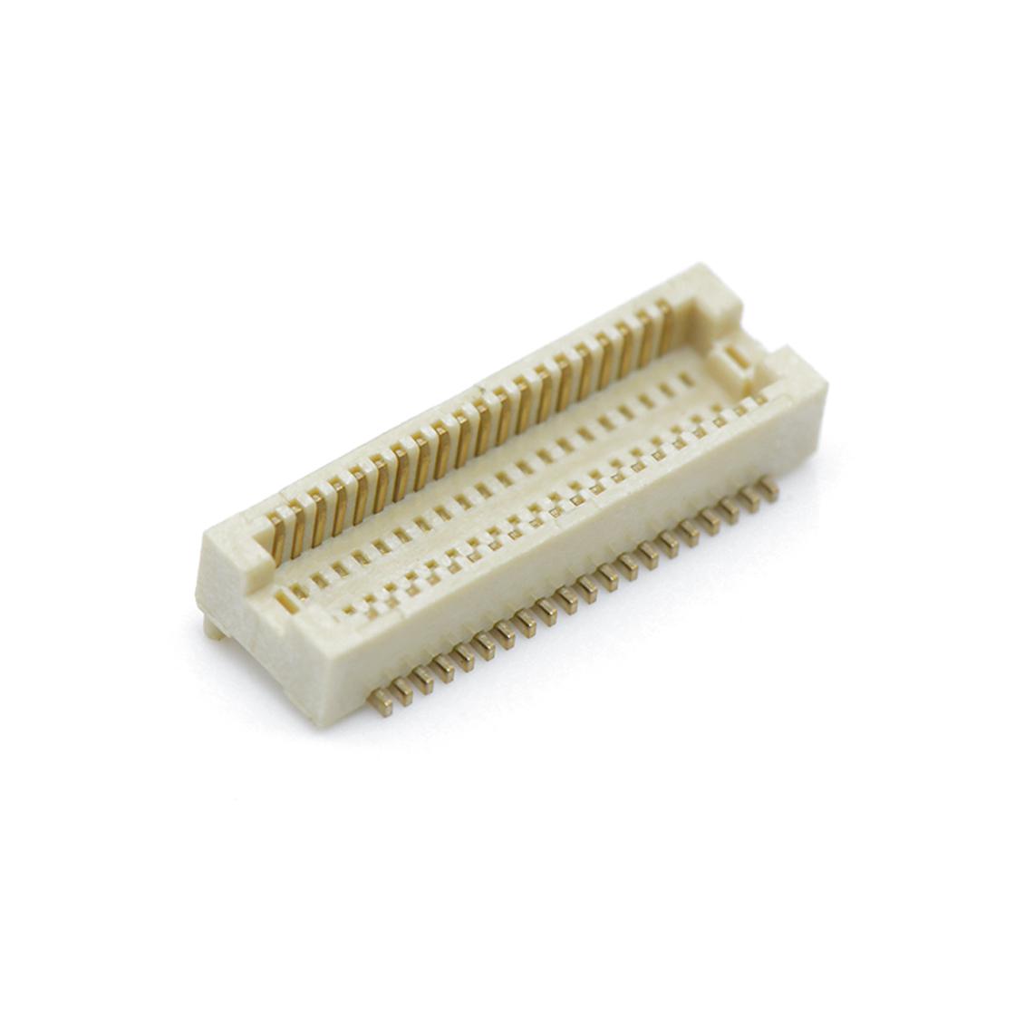 B0503板对板连接器Pitch 0.5mm H2.1mm 双排立贴带柱母座 40Pin白色 镀全金G/F