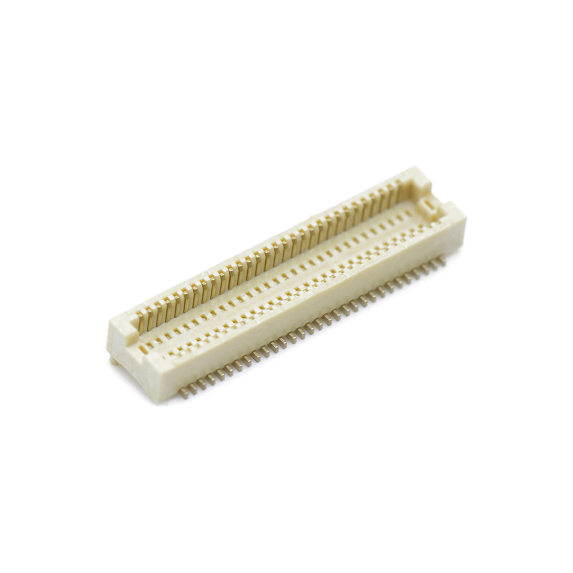 B0503板对板连接器Pitch 0.5mm H2.1mm 双排立贴带柱母座 60Pin白色 镀全金G/F