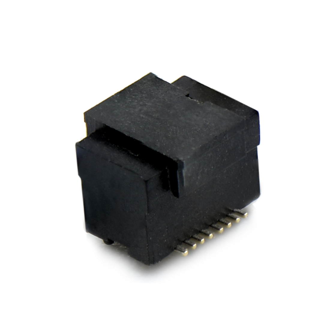B0502板对板连接器Pitch 0.5 H2.2mm双槽双排 SMT型母座 16Pin黑色 Gold flash
