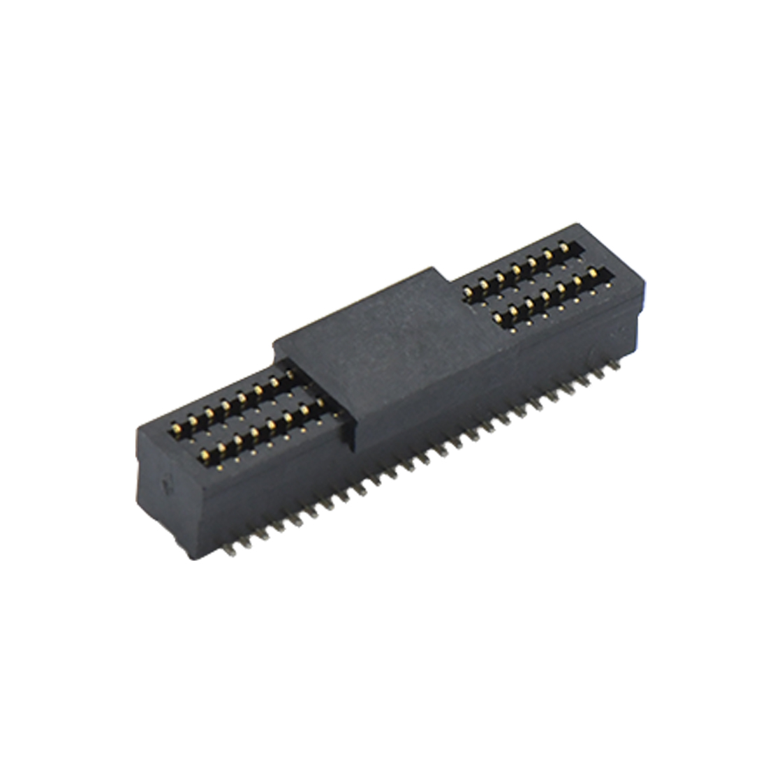 B0801板对板连接器Pitch 0.8 双槽H4.0 双排SMT型带柱母座 50Pin黑色 Gold flash