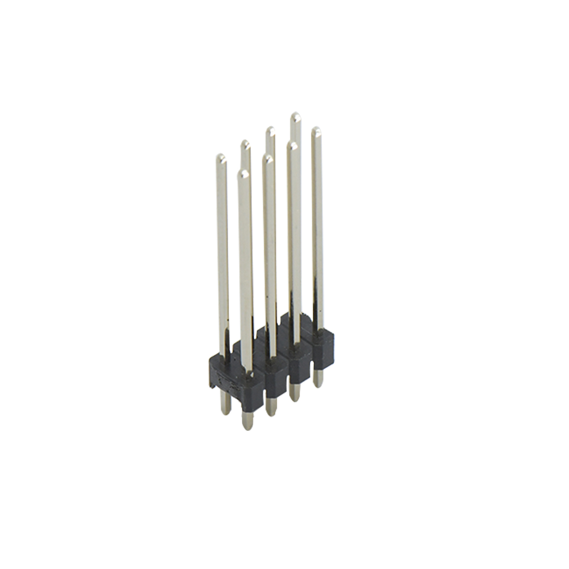 PH2005 排针连接器 Pitch 2.00mm 180° 双排 DIP 单塑排针 L=12.6 2X04Pin 黑色 镀全金G/F