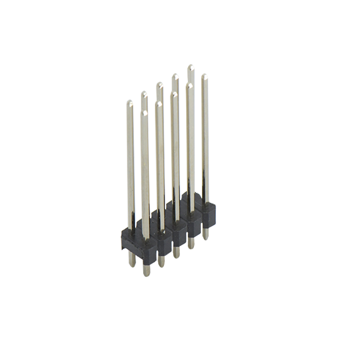 PH2005 排针连接器 Pitch 2.00mm 180° 双排 DIP 单塑排针 L=12.6 2X05Pin 黑色 镀全金G/F