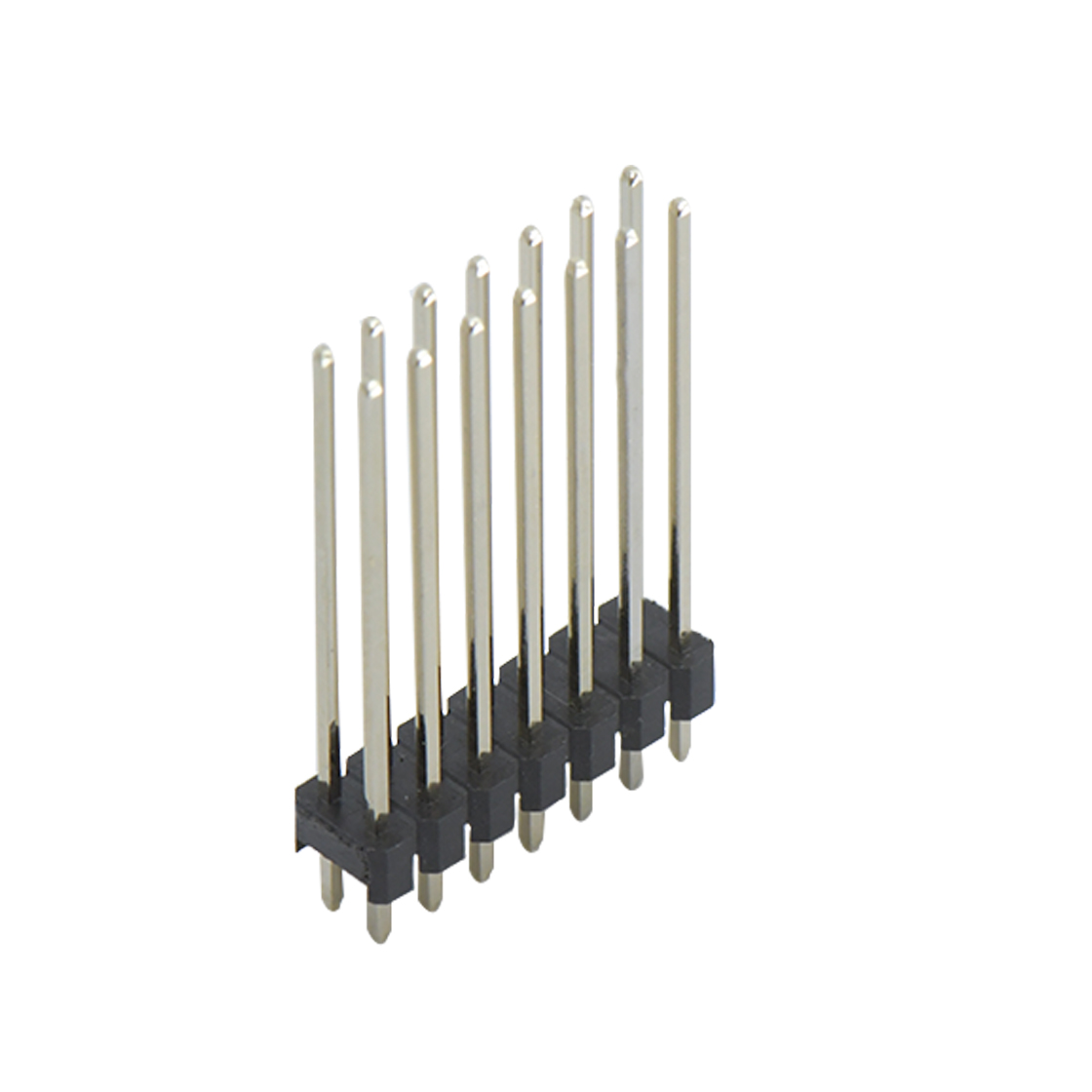 PH2005 排针连接器 Pitch 2.00mm 180° 双排 DIP 单塑排针 L=12.6 2X07Pin 黑色 镀全金G/F