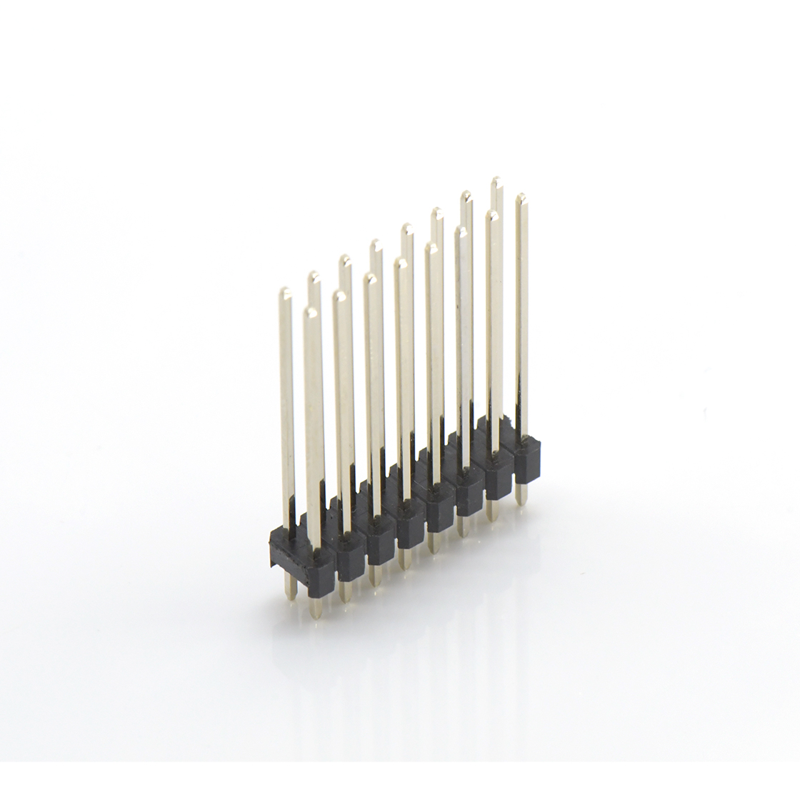 PH2005 排针连接器 Pitch 2.00mm 180° 双排 DIP 单塑排针 L=12.6 2X08Pin 黑色 镀全金G/F