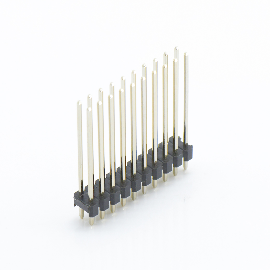PH2005 排针连接器 Pitch 2.00mm 180° 双排 DIP 单塑排针 L=12.6 2X10Pin 黑色 镀全金G/F