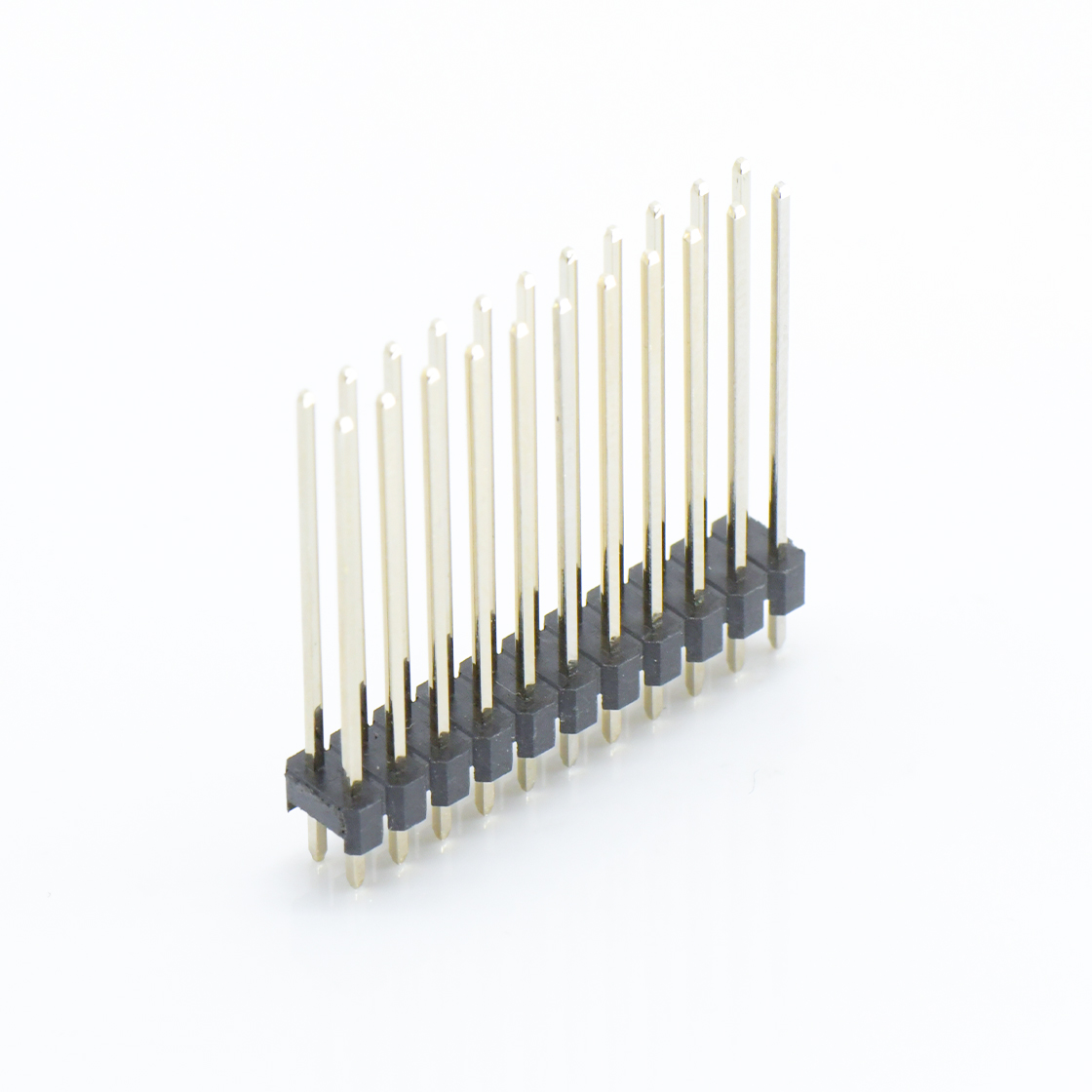 PH2005 排针连接器 Pitch 2.00mm 180° 双排 DIP 单塑排针 L=12.6 2X11Pin 黑色 镀全金G/F