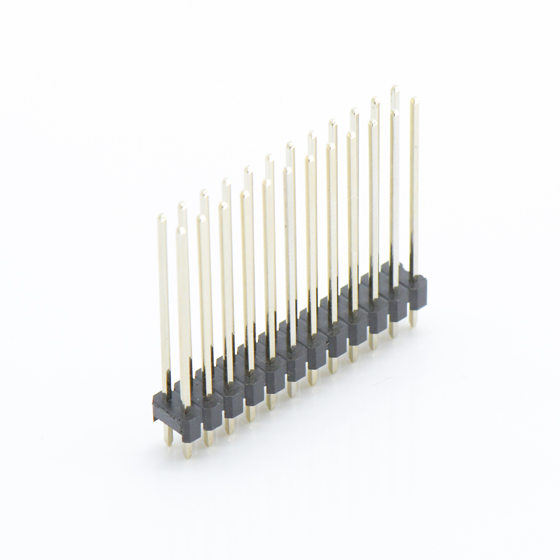 PH2005 排针连接器 Pitch 2.00mm 180° 双排 DIP 单塑排针 L=12.6 2X12Pin 黑色 镀全金G/F