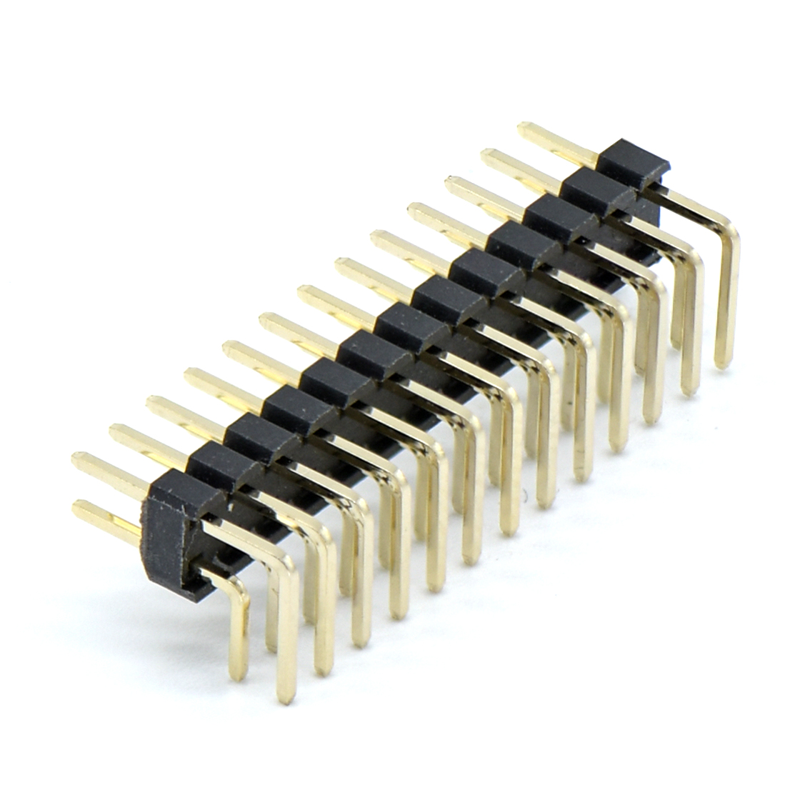 PH2005 排针连接器 Pitch 2.00mm 90° 双排 DIP 单塑排针 2X13Pin 黑色 镀全金G/F HF