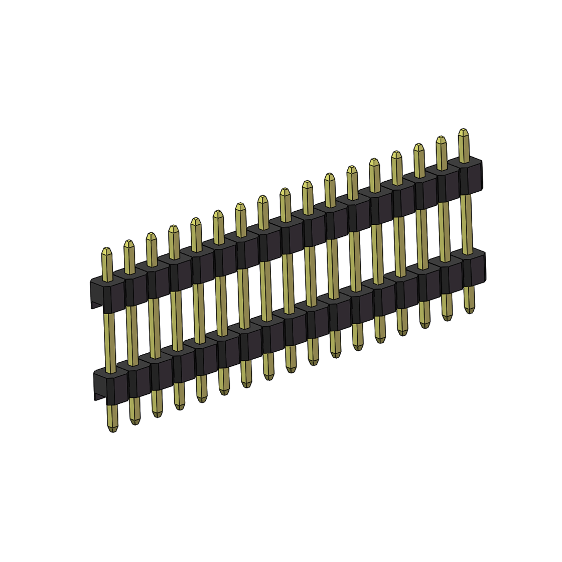 PH2541 排针连接器 Pitch 2.54mm 180° 单排 DIP 雙塑排针 （3/11/3）L=17MM 1X17Pin PA6T，94V-0 黑色 Brass 镀全金G/F