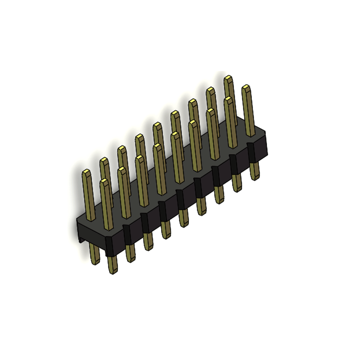 PH2541 排针连接器 Pitch 2.54mm 180° 双排 DIP 单塑排针 L=11.5MM PC 3.0 2X09Pin 黑色 Brass 镀全金G/F