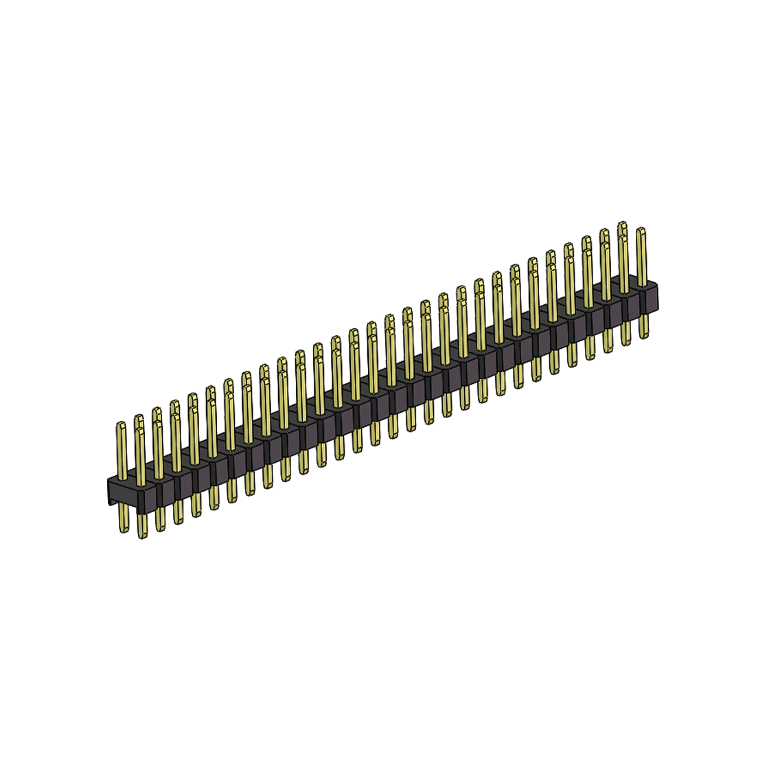 PH2541 排针连接器 Pitch 2.54mm 180° 双排 DIP 单塑排针 L=11.5MM PC 3.0 2X29Pin 黑色 Brass 镀全金G/F