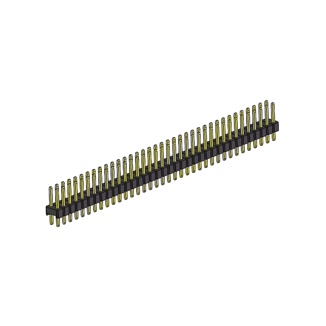 PH2541 排针连接器 Pitch 2.54mm 180° 双排 DIP 单塑排针 L=11.5MM PC 3.0 2X38Pin 黑色 Brass 镀全金G/F