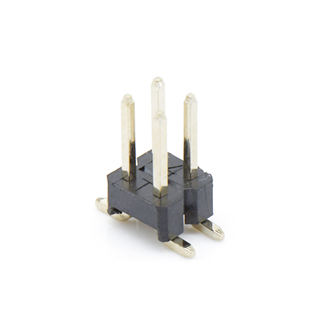 PH2541 排针连接器 Pitch 2.54mm 180°双排 SMT单塑 排针 2X02Pin 黑色 镀全金G/F